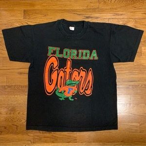 Vtg Florida Gators T-Shirt Spell Out Script Logo Single Stitch Football Tee Sz L